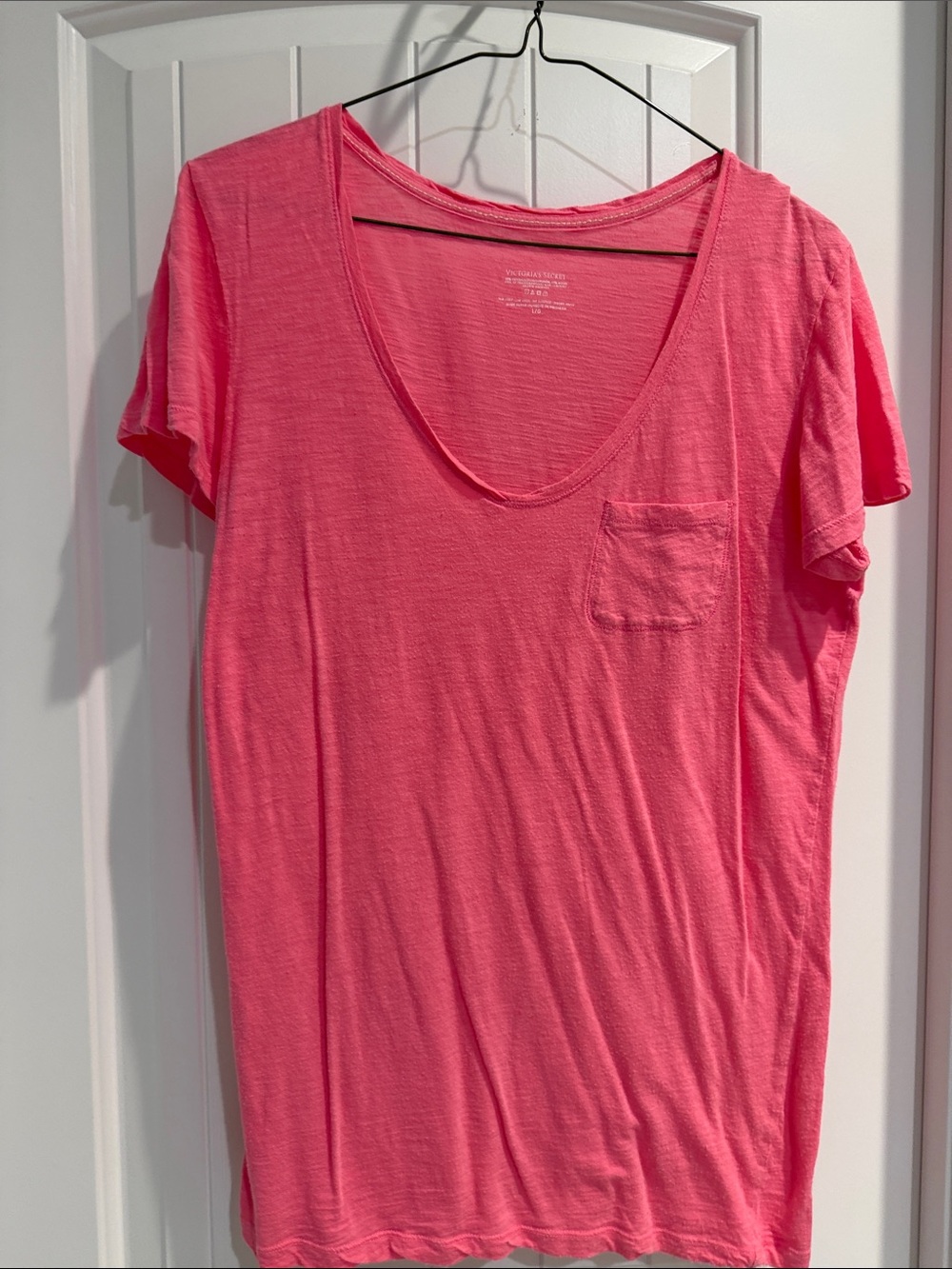 Victoria's Secret Scoop Neck Short Sleeve Tee - Hot Pink